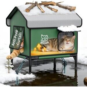 Heated Cat House Outdoor Waterproof Insulated Shelter Thermostatic Heating Pad